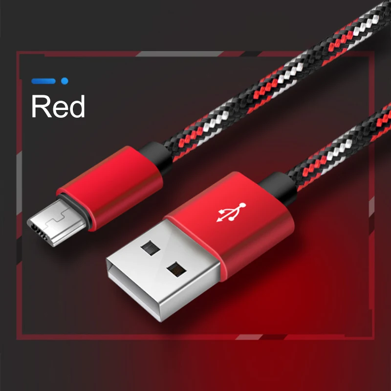 Красный Micro USB кабель 2A нейлон Быстрая зарядка USB кабель для передачи данных для samsung Xiaomi LG планшет Android мобильный телефон usb зарядный шнур Кабели - Цвет: Красный