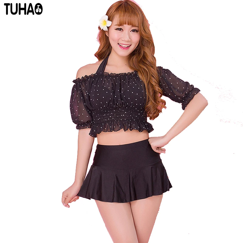 

2017 new High Waist Swimwear Women New Ruffle Vintage Bikini Swimsuit Bandage Striped Bottom Bathing Suits 3 piece set QM11