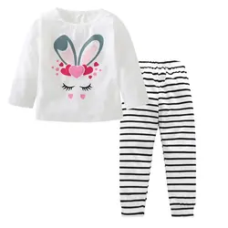 От 0 до 5 лет Одежда для девочек осень детские комплекты Спортивная одежда хлопок комбинезон белый мультфильм кролик Комплекты одежды для
