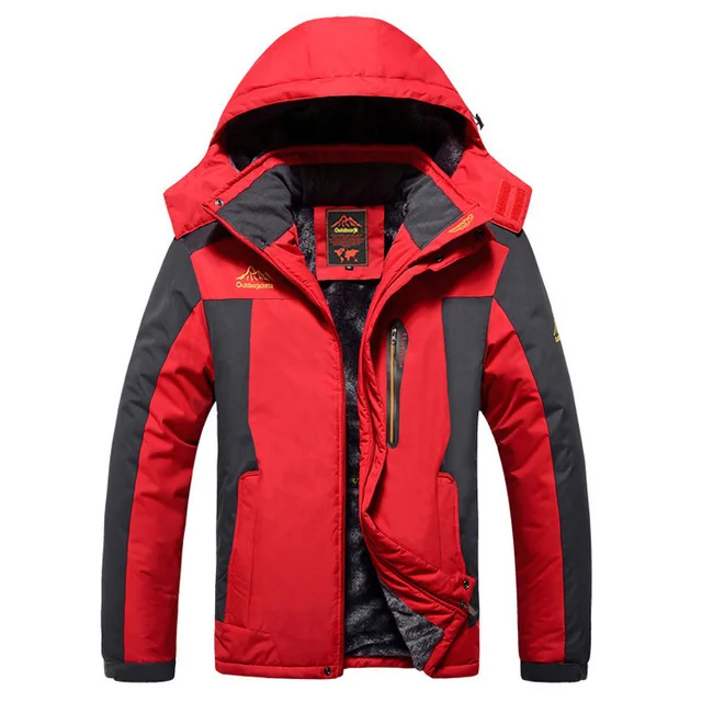 Зимняя флисовая военная куртка Мужская ветрозащитная водонепроницаемая верхняя одежда парка Мужская ветровка армейский плащ пальто размера плюс 9XL пальто - Цвет: Red