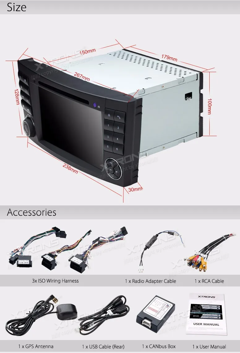 Excellent 7" Double 2 Din Car DVD Radio GPS Navi Fit For Mercedes-Benz G-W463 CLS-500 E-W211 E-280 Auto Video Player CANbus Audio Stereo 16