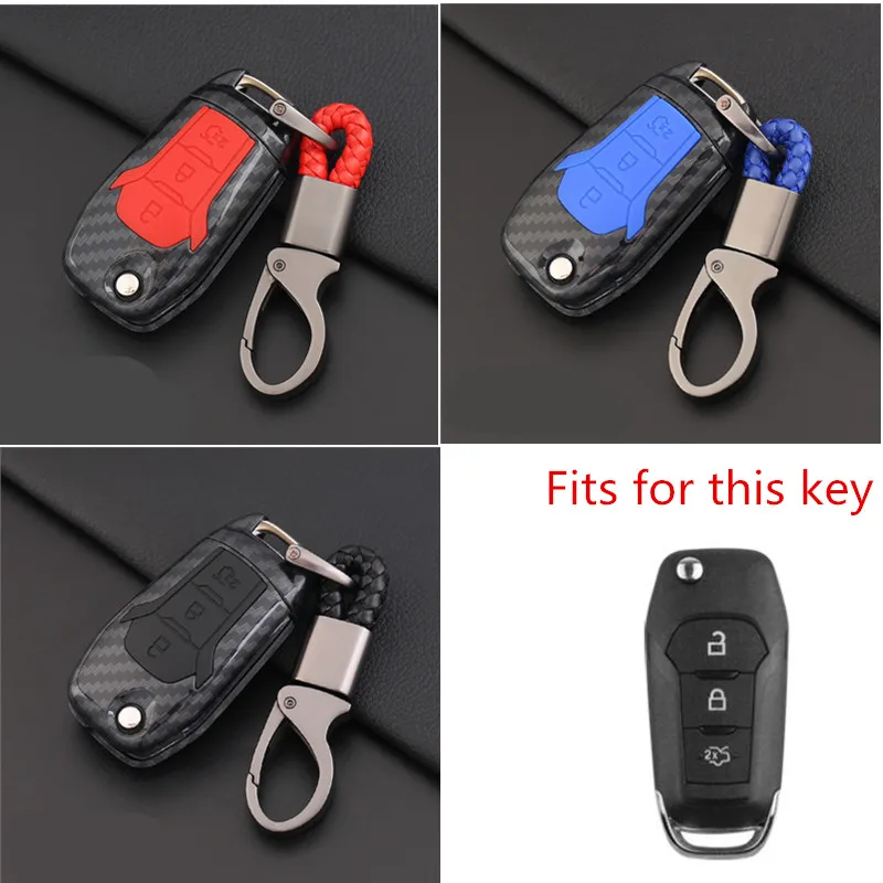 New-Car-Carbon-Fiber-Key-Case-Cover-Holder-For-Ford-Everest-ESCORT-Mondeo-Keychain-Accessories-Auto (2)