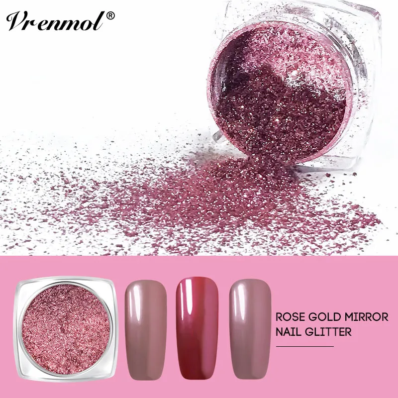 

Vrenmol 0.2g Rose Gold Magic Mirror Powder Nail Art Decoration Dust Holographic Chrome Pigment Mirror Effect Manicure Tools