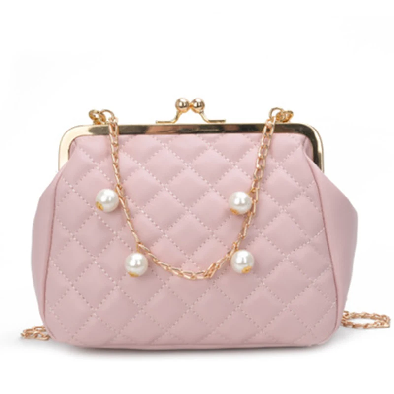 

2019 explosion models Korean fashion pearl clips multi-function small square bag wild chain elegant shoulder slung girl bag