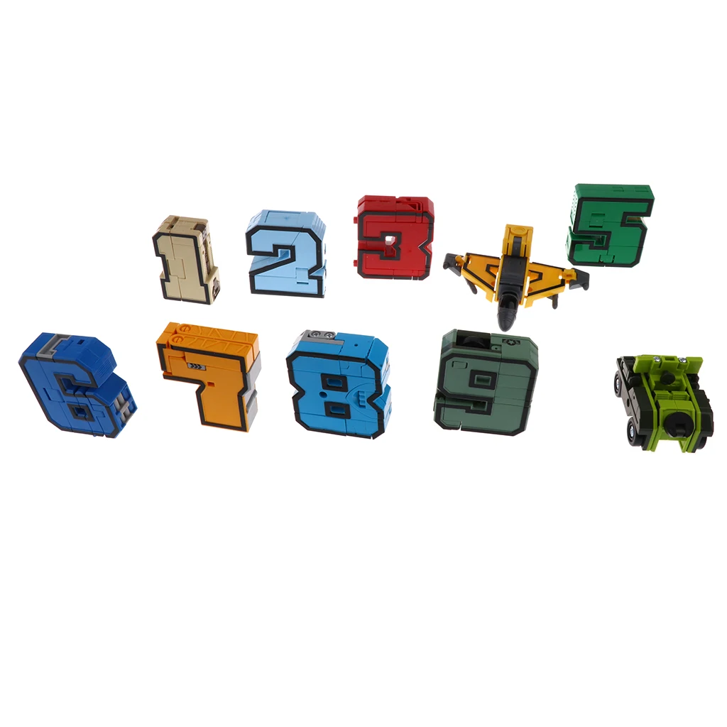 10pcs Numbers Transforming Robot Toy For Kids Boys Present - 0-9
