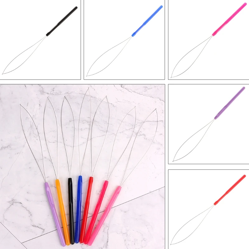 

1Pcs Hair Extension Tool Micro Ring Bead Pulling Hoop Loop Feather Threader