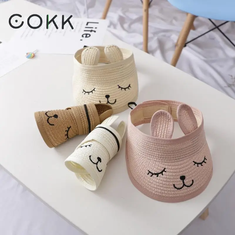 COKK Children Straw Hat Summer Hats For Baby Girl Boy Kids Sunshade Sun Visor Top  Cartoon Floppy Sun Hat Beach Cap 1