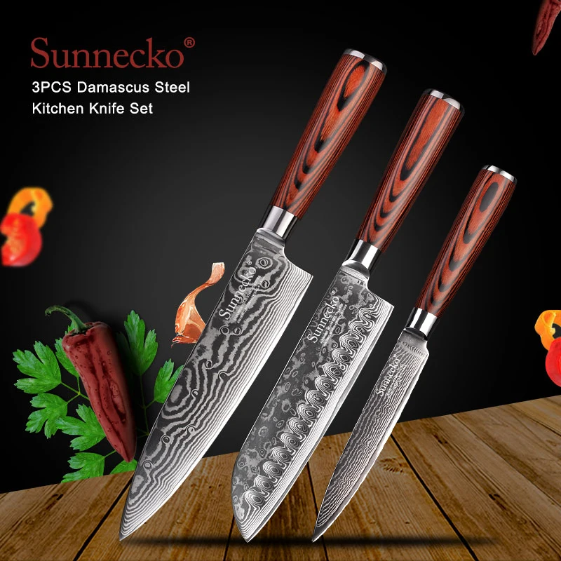 SUNNECKO набор кухонных ножей 3 шт. универсальный нож шеф повара Santoku режущие