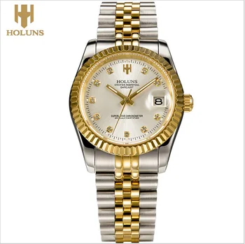 

Luxury golden Holuns Original business mechanical men watch Stainless Steel Waterproof Shock Resistant reloj digital 2017