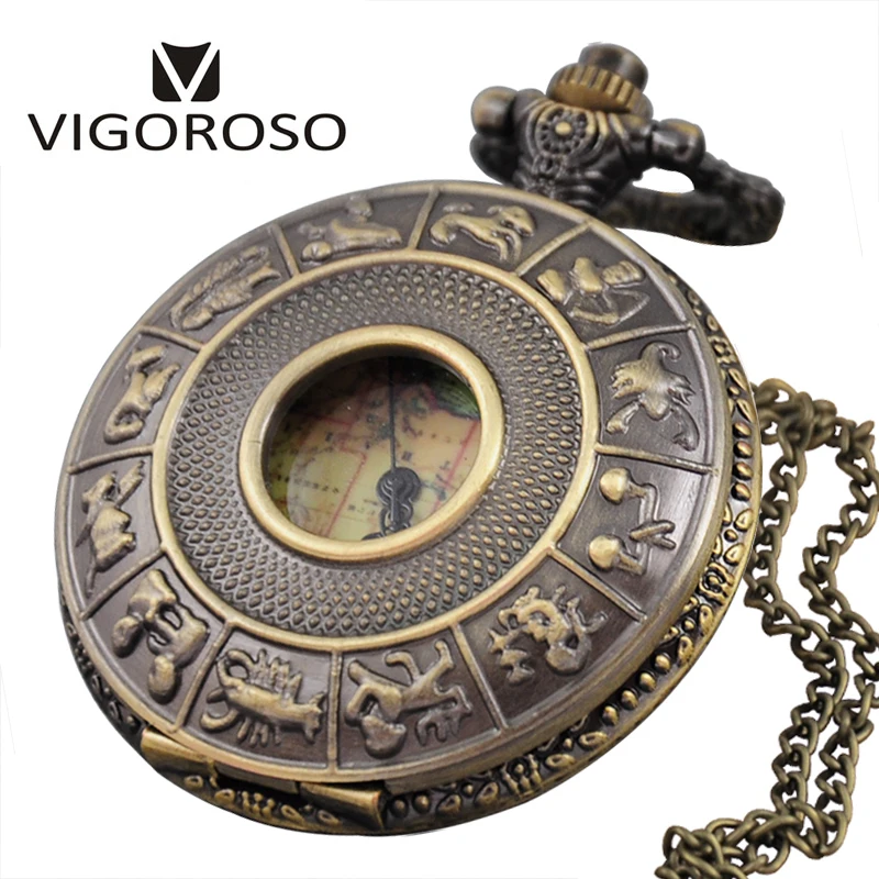 Quartz Pocket Watch Necklace Pendant Chain Mens Gift Necklace Pendant
