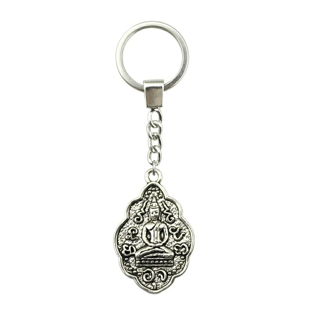

42x27mm Buddha Statue Keychain Antique Silver Fashion Handmade Keychain Party Gift Jewelry Dropshipping