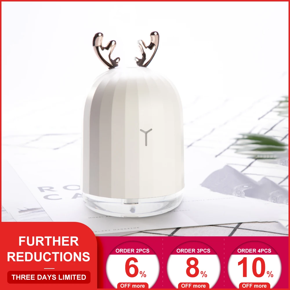 

220ML Ultrasonic Deer Air Humidifier Aroma Essential Oil Diffuser for Home Car USB Fogger Mist Maker with LED Night Lamp