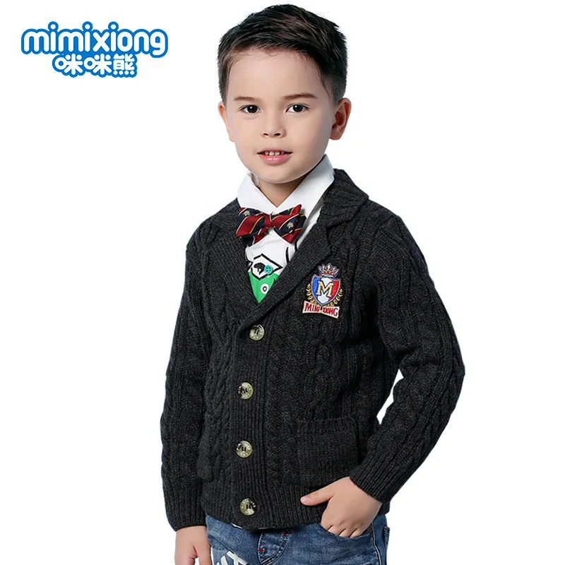 Children Sweaters Cardigan For Boys 2017 Spring Turn-down V Neck Button Design Crochet Jackets Thick Fashion Outerwear Knitwear
