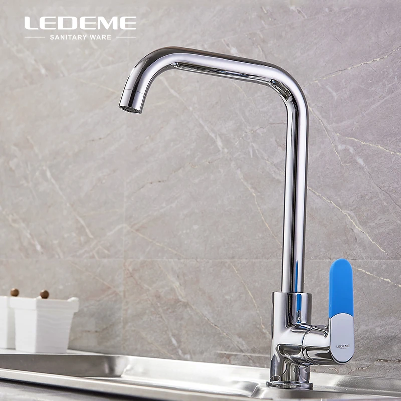 

LEDEME Tall Copper Kitchen Basin Faucet One-Handle Bar Water Mixer Tap for Kitchen ,Chrome Polished L4053