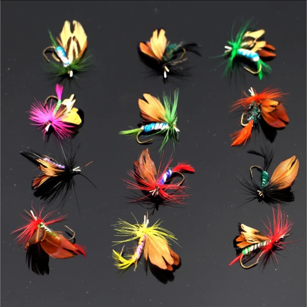 New 12Pcs/set Fly Fishing Lure Artificial Insect Bait Biomimetic Fly