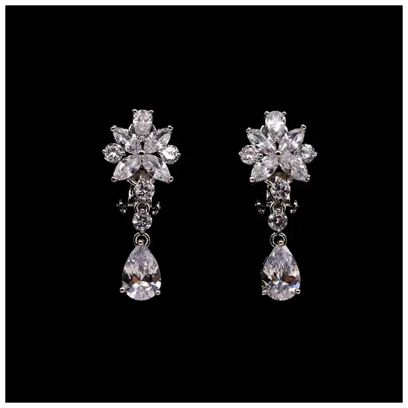 Trendy Flower Crown Set Wedding Accessory Zircon Tiara For Bride Wedding Pageant