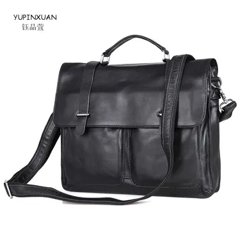 

YUPINXUAN Vintage Business Men Briefcases 15" Laptop Bag Genuine Leather Man Handbags Real Leather Bolsa Maleta Lawyer Briefcase