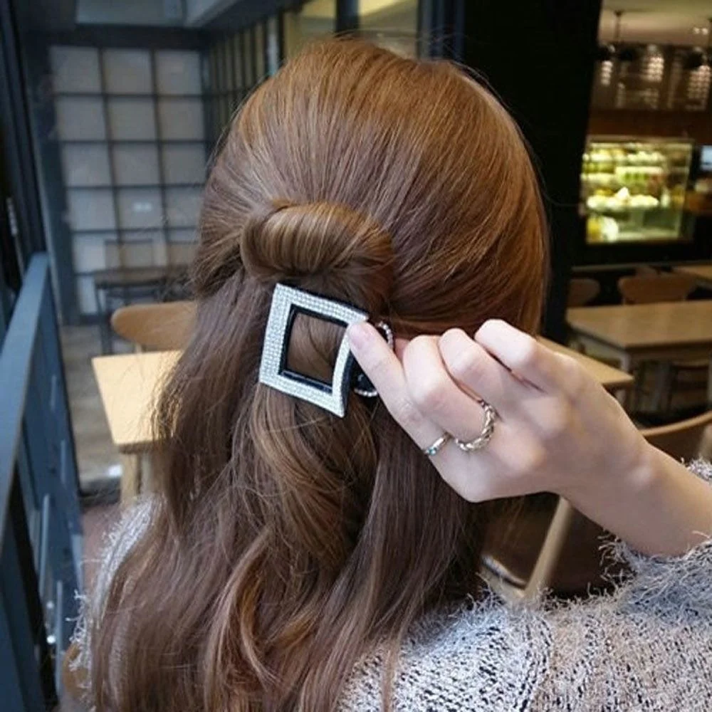 1 pc Rhinestone Crystal Clamp Claw Square Hair Clip Hairclips Hairgrips