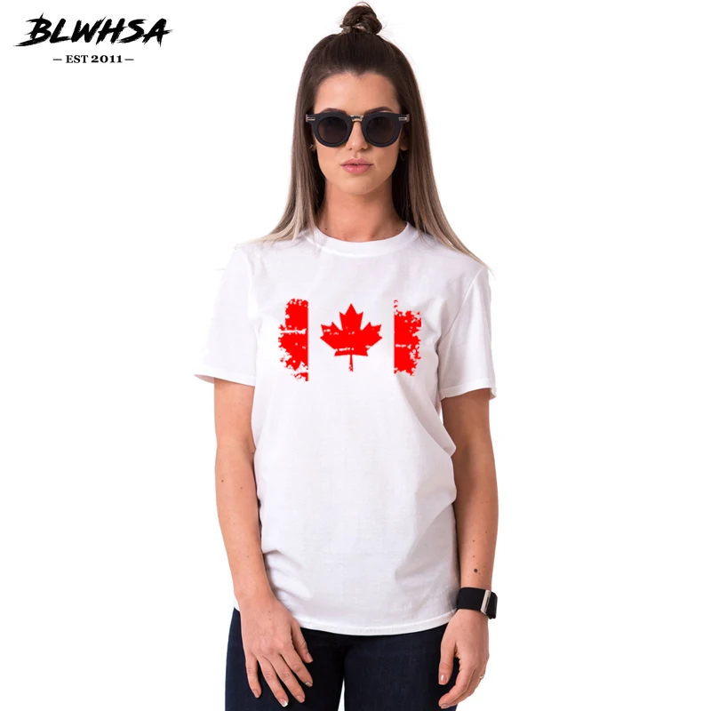 BLWHSA Fashion Canada Flag Print Women Men Couple Clothes 100% Cotton O-neck Short Sleeve White TShirt Couple T Shirt For Lovers BLWHSA Fashion Canada Flag Print Women Men Couple Clothes 100% Cotton O-neck Short Sleeve White TShirt Couple T Shirt For Lovers