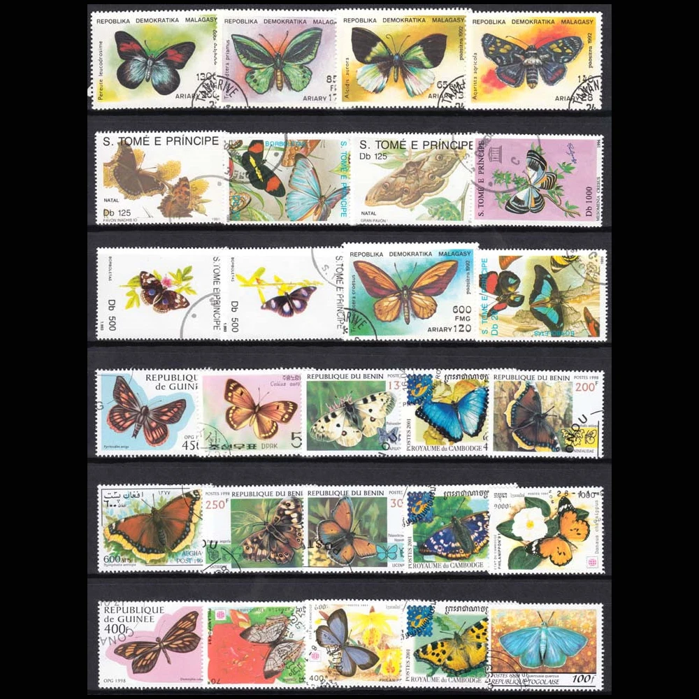 HyGrade 20 Butterflies Genuine Postage Stamp International Stamps Set  Sealed New