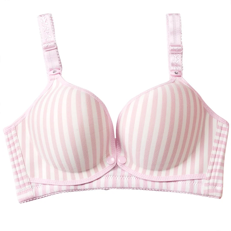 

1pc Women Sexy Lingerie Push-up Plus Size Stripes 3/4 Cup Front Opening Steel Buckle No Ring Women Underwear Nursing Bra Newest