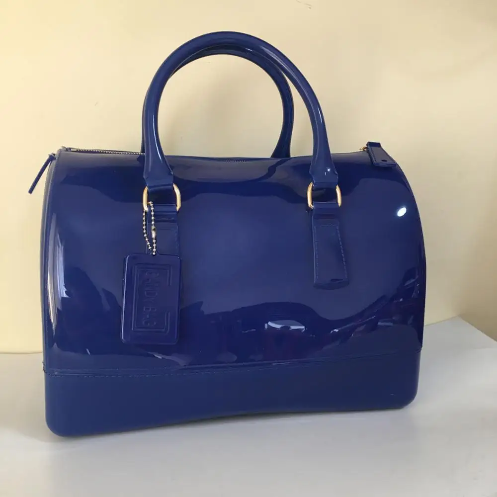 JELLYOOY 30 см Экстра большой размер Женская силиконовая Желейная сумка бутик тоут конфеты цветные повседневные пляжные сумки - Цвет: Royal blue