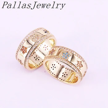 

10Pcs New Micro Pave CZ Colorful Zirconia Gold Filled Fashion Jewelry Rings Women Gifts