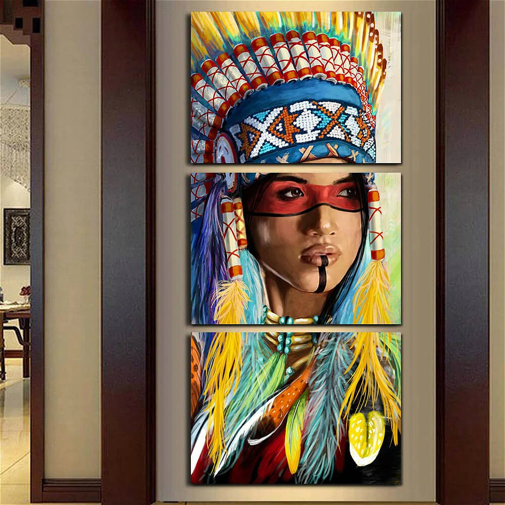 Абстрактное племя девушка Перо Винтажный домашний декор абстрактный постер и принт холст живопись для комнаты в прихожую, настенный художественный дропшиппинг