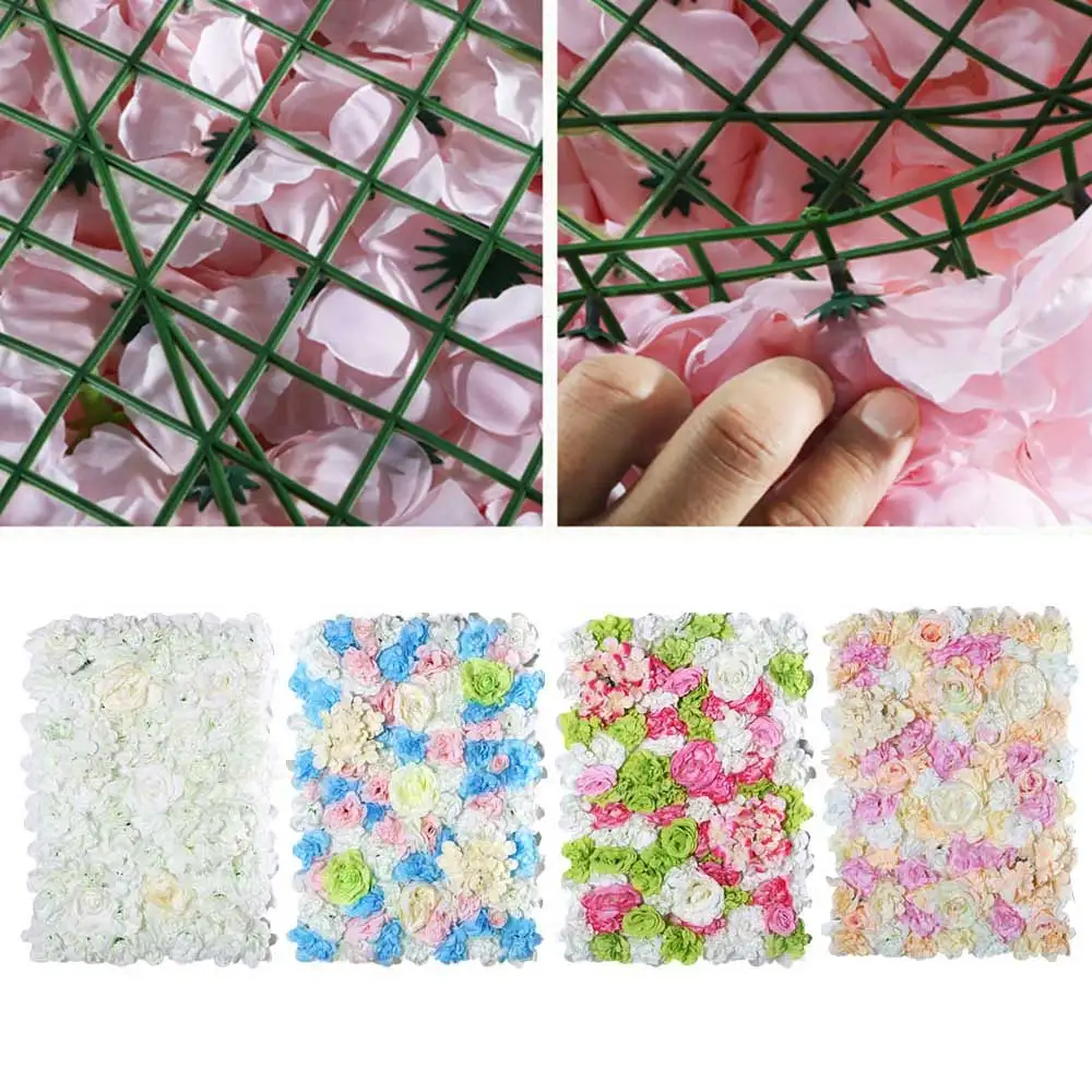 

40*60cm Luxury Silk Peony Hydrangea Artificial Flowers Wall Panel Grass Base DIY Backdrop Wedding Decoration Flower Wall Art