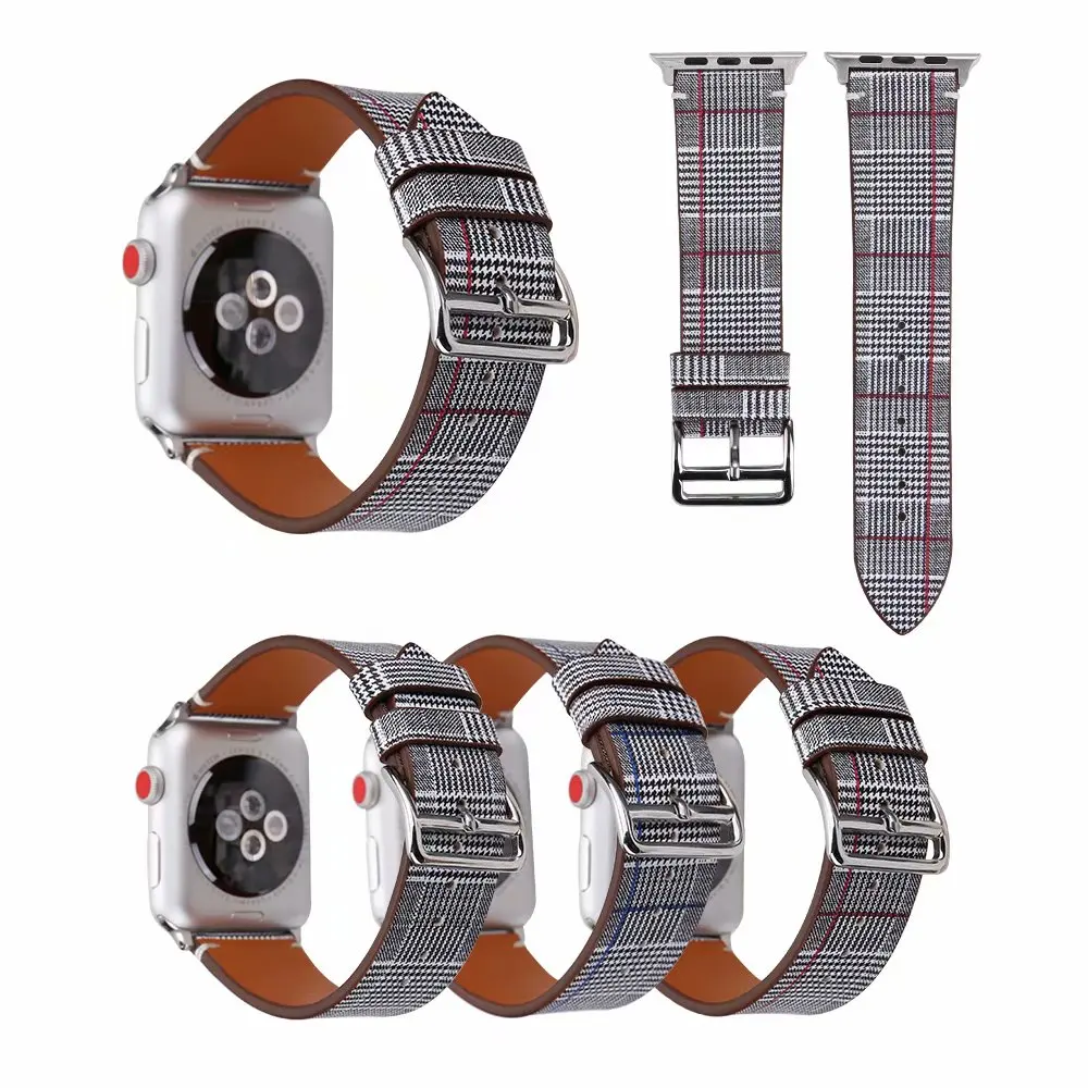 

Houndstooth Pattern Band for Apple Watch 4 3 2 1 Bracelet Strap for iWatch 44mm 40mm Leather Loop 42mm 38mm