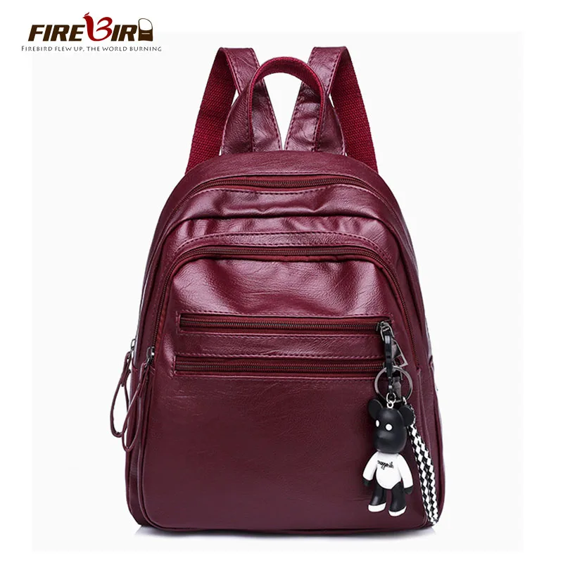 Aliexpress Women Small backpack Black PU leather backpacks School bags for teenage girls Multi-layer zipper purse back pack