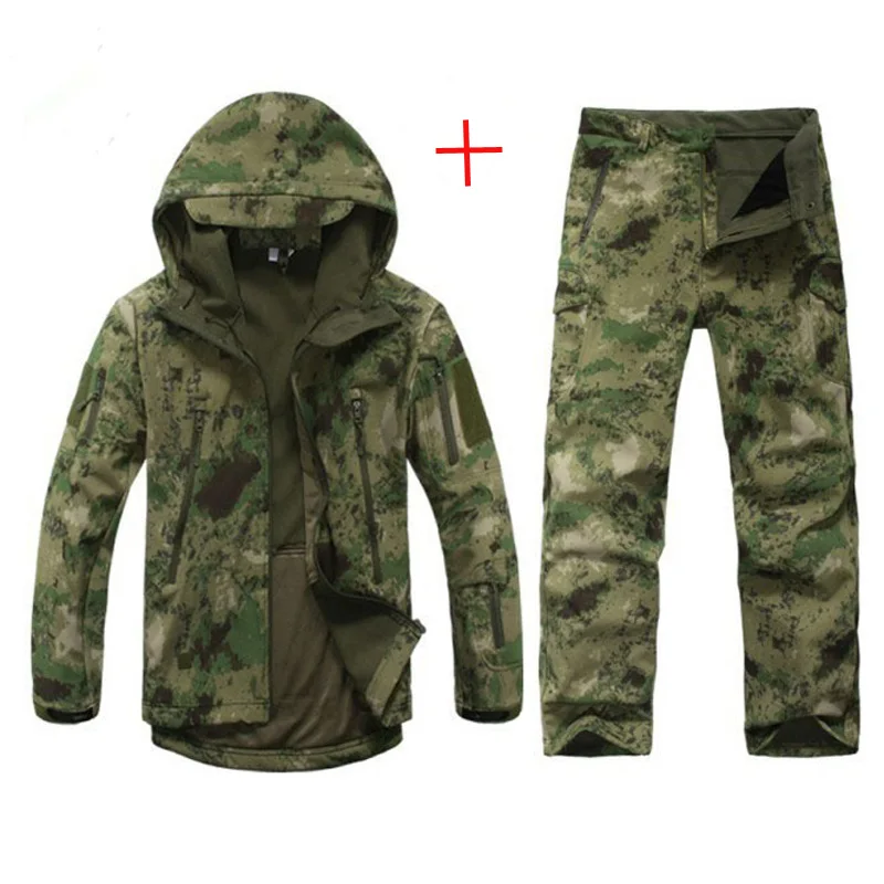 

Men TAD Soft Shell Camouflage Outdoor Jacket Set Army Sports Waterproof Uniform Clothes Wargame Jacket And Pants Hunting Gear