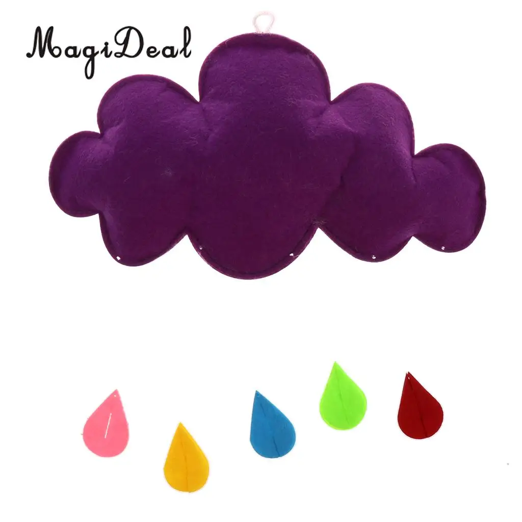 Cute Cloud with Raindrop Hanging Ornament Pendant for Kids Play House Play Tent Crib Canopy Nursery Decoration Toy purple