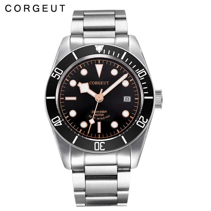 

41mm Corgeut Men's Stainless Steel Watch Fashion Business Auto Mechanical Watch Simple Waterproof Mechanical Watch