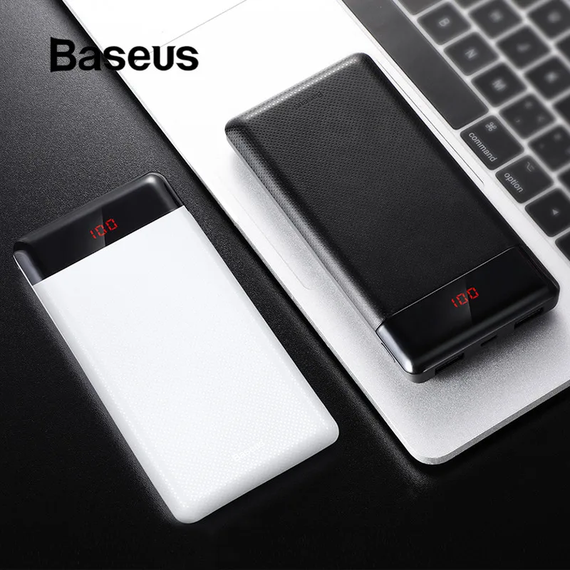 Baseus 10000 мА/ч мини внешний аккумулятор для iPhone, samsung, Xiaomi, двойное USB зарядное устройство, светодиодный дисплей, портативный внешний аккумулятор
