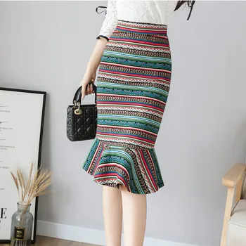 

2020 Spring Summer High Waist Floral Print Pencil Skirts Women Sexy Tight Strechy Floral Skirts Women Sexy Ruffles Pencil Skirts