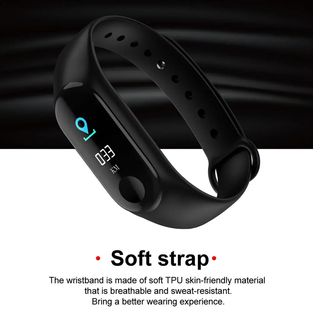 NEW M3 Color Screen Smart Bracelet Fitness Tracker Heart Rate Blood Pressure Monitor Waterproof Sports Wristband for Android iOS