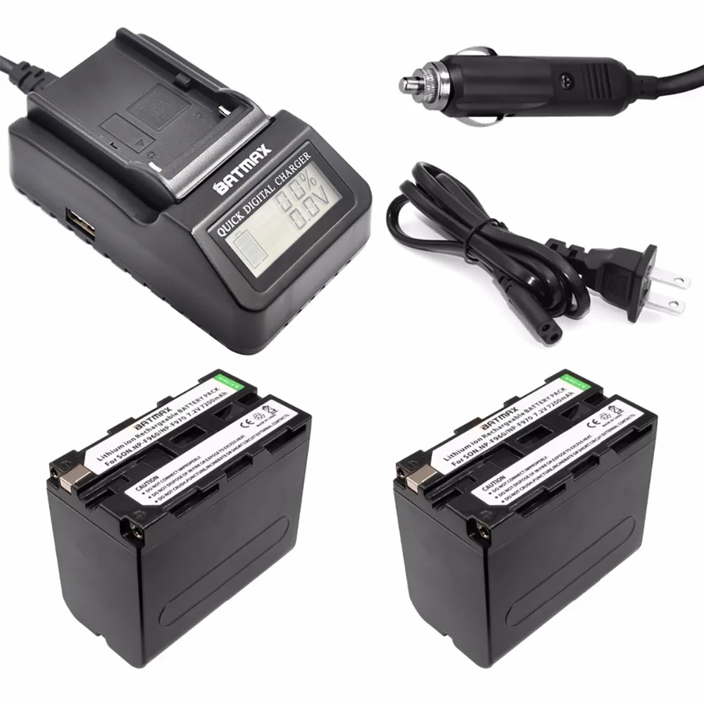 2 шт. 7200 мАч NP-F960 NP-F970 NP F960 NP F970 Перезаряжаемые Батарея + ЖК-дисплей быстро Зарядное устройство для SONY hvr-hd1000 hvr-hd1000e hvr-v1j