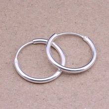 Круглый Серьги-кольца Подлинная стерлингового серебра 925 14 мм, 16 мм, 18 мм, 20 мм для Для мужчин Мода круг Серьги толстые, чем нормальный