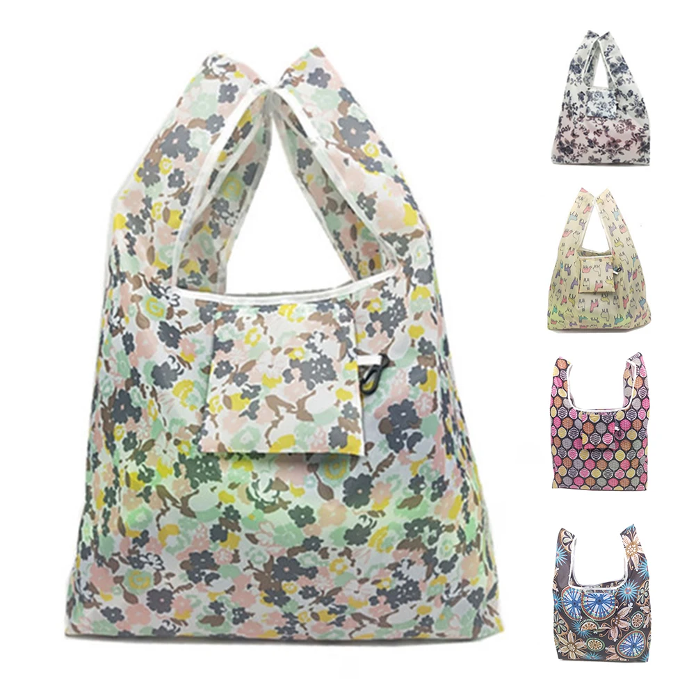 Folding Eco-friendly Fashion Polyester Pouch Portable Causal Simple Shopping Bag Storage Women Reusable Tote Large Folding Eco-friendly Fashion Polyester Pouch Portable Causal Simple Shopping Bag Storage Women Reusable Tote Large