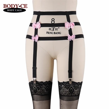 

Womens Fashion Sexy Garter Belts Body Harness Adjust Black Elastic High Waist Bondage Lingerie Goth Harajuku Stocking Suspender