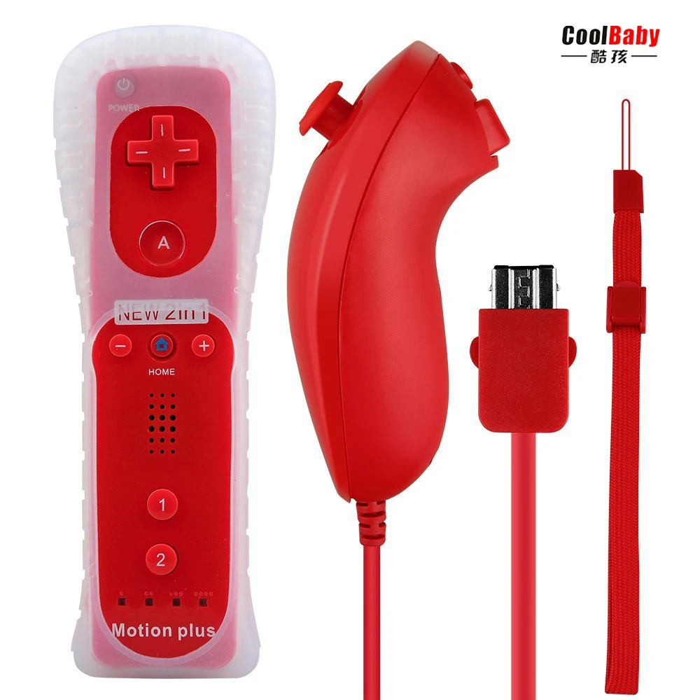 New 2 in 1 Wireless GamePad Remote Controller built in Motion Plus + Nunchuck For Nintendo For Wii Controller Joystick