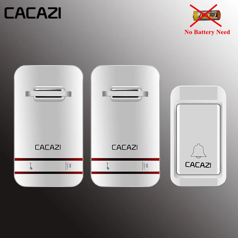 CACAZI Wireless Doorbell Self-Powered Waterproof LED Light No Battery Home Cordless Bell US EU UK Plug 1 2 Button 1 2 3 Receiver CACAZI Wireless Doorbell Self-Powered Waterproof LED Light No Battery Home Cordless Bell US EU UK Plug 1 2 Button 1 2 3 Receiver