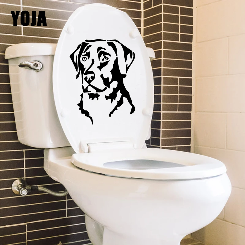 

YOJA 17.4X23CM Labrador Retriever Head Toilet Decal Wall Sticker Dog Love Pet Lover Home Decor T5-1421