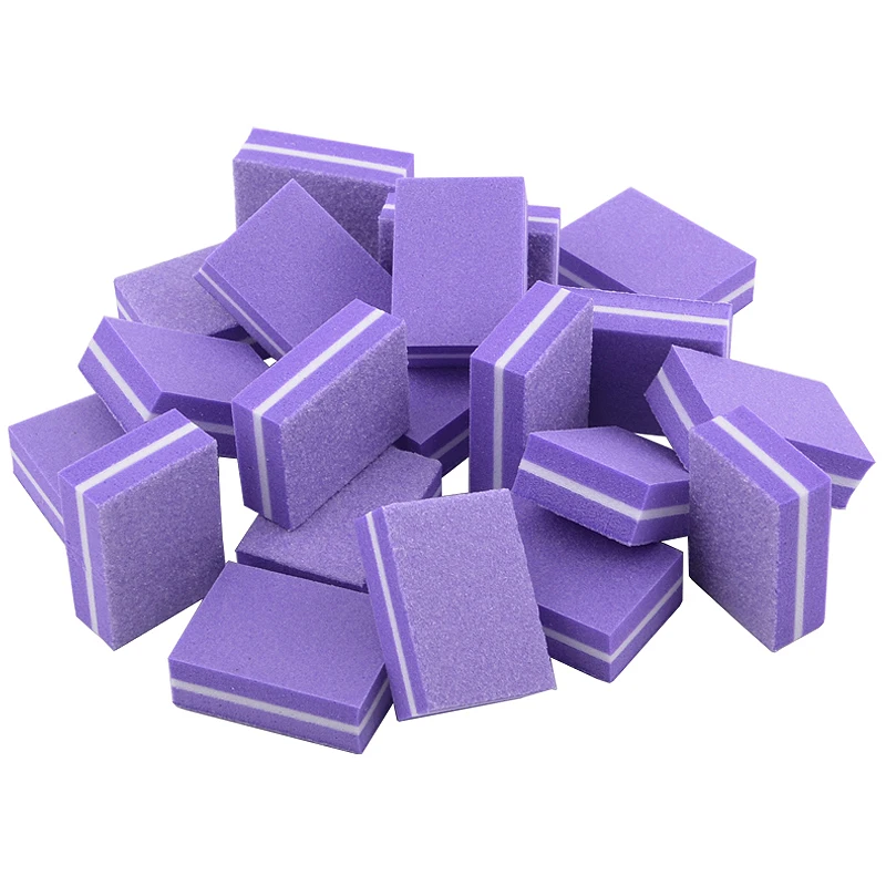 100Pcs Professional Nail Files Sanding Mini Small Purple Buffer Block Buffer Manicure Polish 100/180 Nail Art Sponge Tools