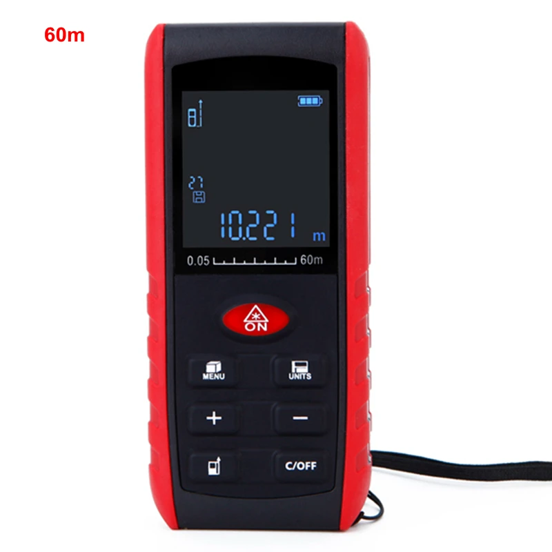 

Digital Laser Distance Meter Rangefinder Diastimeter 60m Leveling Practractor Area Volume Measurer Pythagorean Calculation LCD