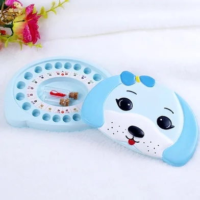 Корейский стиль, детская коробка для зубов, цветная в форме животного, молочная коробка для хранения зубов, креативный органайзер для зубов для мальчиков и девочек Z750 - Цвет: blue dog