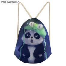 Twoheartsgirl Милый Панда печать женская сумка на шнурке с милыми животными женский рюкзак на шнурке для девочки-подростка Путешествия Пляжная сумка рюкзак