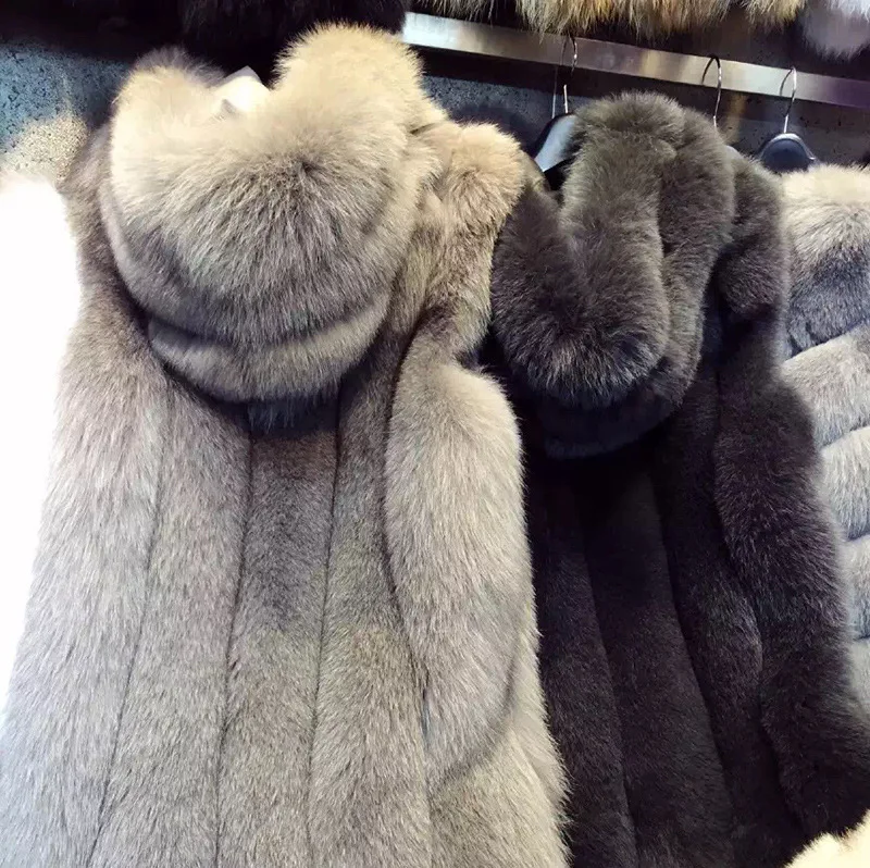 

sleeveless women's fur winter fashion ladies new 2018 Korean hooded fur coat winter vest imitation fox fur coat ladies long Coat