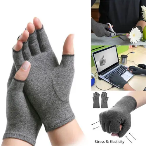 

A Pair Copper Compression Gloves Hand Fingers Arthritis Joint Pain Carpal Brace Hot Arthritis Friendly Gloves Relieve Pain